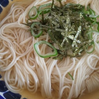 お鍋の残りスープdeきざみ海苔と葱のにゅうめん☆